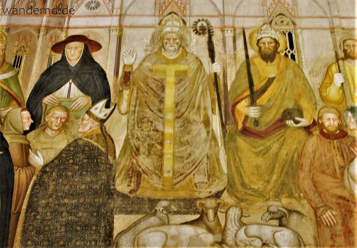Darstellung Papst Innozenz' VI. (mit Kaiser Karl IV.) in Santa Maria Novella in Florenz