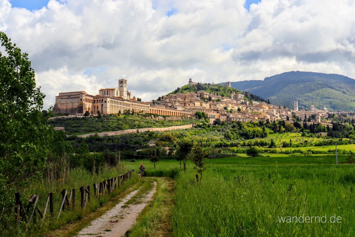 Von Bastia Umbra wählte ich den Cammino d'Assisi (statt der Via di Francesco) und kam so fast asphalt- und autofrei nach Assisi
